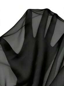 Conjunto de shorts de cobertura con cordón lateral de malla transparente - Negro - Ver 7