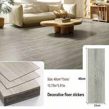 20pcs Wood Grain Self-Adhesive PVC Floor Tiles, Thick Stone Plastic Non-Slip Wear-Resistant PVC Floor Stickers For Bedroom, Living Room - DM Stickers - View 7
