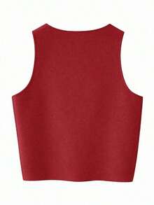 Nuevo top sin mangas de verano de estilo libre para mujeres, elegante y único de alta gama, romántico, de negocios casuales, para vacaciones, graduación o Día de la Independencia.El tamaño es pequeño, se sugiere pedir una talla talla grande grande. - Rojo - Ver 2