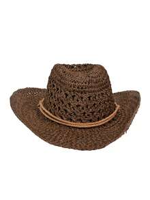 Chapéu de palha IPC, chapéu de sol, chapéu de palha feito à mão, chapéu de sol de aba larga, chapéu estilo western moldável, chapéu de praia, chapéu de palha Panamá - Multicolorido - Ver 4
