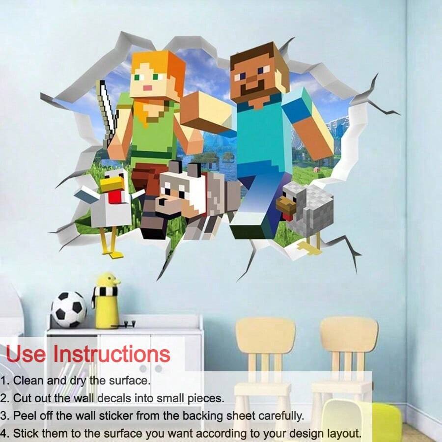 Pegatina de pared extraíble de PVC de Minecraft Escape, decoración del hogar, fiesta, regalo de cumpleaños - Multicolor - Ver 1