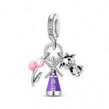 1pc S925 Sterling Silver Travel Landmark Pendant Bead, Multi-Country Architecture, Suitcase, Camel Carousel Colorful Enamel Rhinestone Style, Recreating Characteristic Scenery Of Various Countries, Comes With Gift Box, Suitable For Bracelet Necklace, Ideal For Handmade DIY Beading And Travel Souvenir Gift - Multicolor - View 28