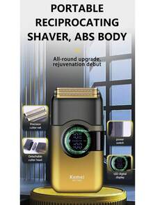Kemei 1pc KM-T389 Men's Electric Shaver, Portable Reciprocating Shaver, Type-C Fast Charging Long-Lasting Shaver With LED Display, Upgraded Beard Trimmer, Gift For Father/Boyfriend - Multicolor - View 4