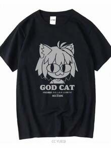 Women's Blouses COSPA Tsukihime A Piece Of Blue Glass Moon GOD CAT Neko Arc T Shirt BLACK M Vintage Washed Homme Designer Clothes Stretched - 黑色 - 查看 1