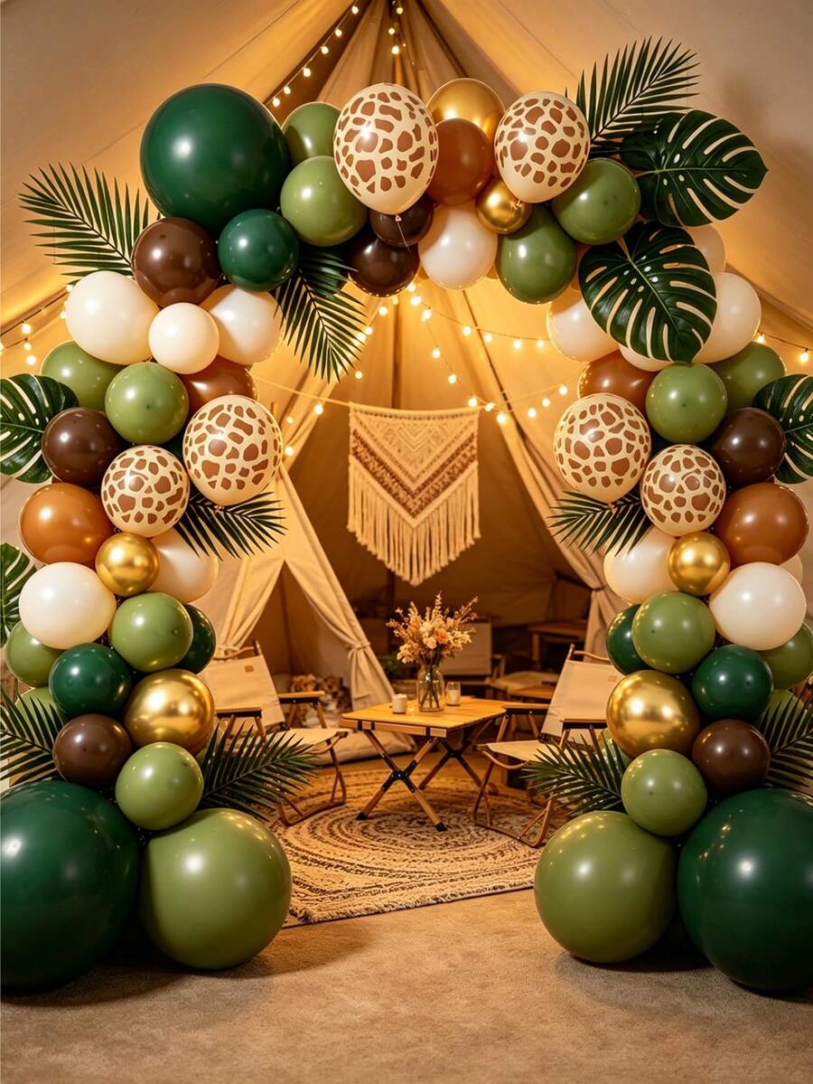 5/10/12/18 Zoll Dschungel Safari Party Ballons, olivgrün, dunkelgrün, braun, retro, nude Ballon und Hirsch Muster Ballons für Safari Baby Shower Geburtstag Gender Reveal Hochzeit Abschluss Ruhestand Dschungel Dinosaurier Safari Jagd Mottoparty Dekorationen - Übersicht 1