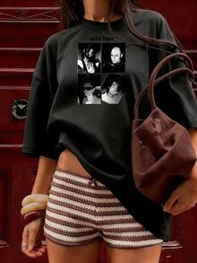 Gothic And Urban Style Short Sleeve T-Shirt, Fashionable Short Sleeve T-Shirt For Spring And Summer 2026, Made In Mexico, 180 Grams. Cartoon Print, Couple Design, Suitable For Indoor Or Outdoor Wear. Crew Neck, Unisex, Ideal For Office And Leisure. One-Piece Pack. - BK-P631577SLNDXZGY634 - 查看 2