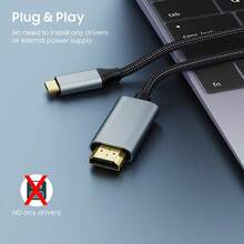 USB C To HDTV Cable, 4K@60Hz UHD USB 3.1 Type-C To HDTV 2.0 Cord For Home Office, Thunderbolt 3/4 Compatible With MacBook Pro, Galaxy S25 Ultra, Pro And More - Grey - View 7