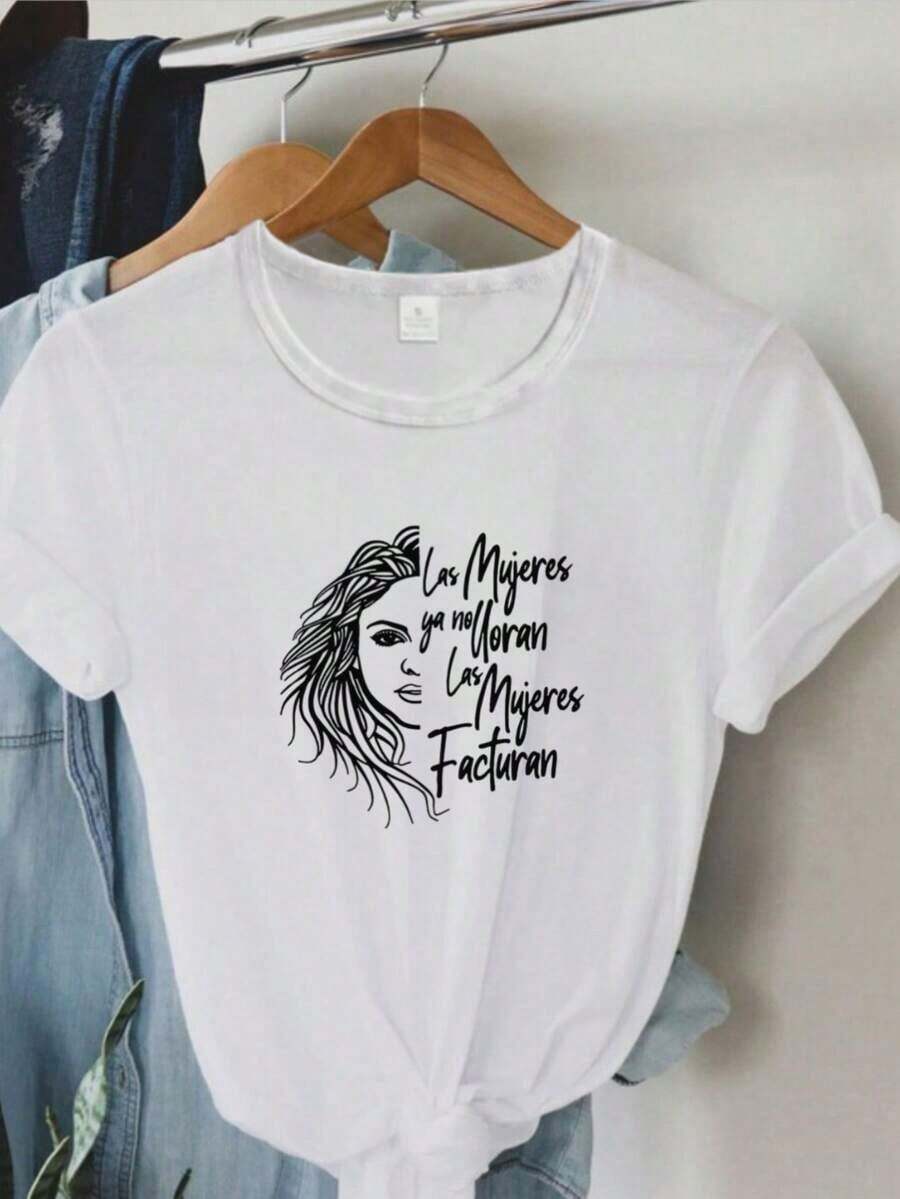 Suave One Women's Fashion Sketch Short Sleeve, blusa casual mujer, blusas para mujer, playeras de mujer algodon - Blanco - Ver 1