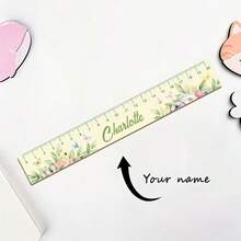 1 pieza Regla de madera personalizable con grabado de nombre, herramienta de medición con diseño lindo, regla personalizada para volver a la escuela, varios diseños con opción de nombre, regla de madera duradera y multifuncional, regalo útil de instrumento matemático para el nuevo período escolar - A - Ver 13