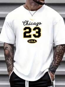 Chicago No. 23 USA 180G Jersey | Suitable For Family Gatherings And Corporate Events |  Short-Sleeved Jersey, A Great Gift Choice. | Team-Building Activity | Comfortable And Fashionable Summer Shirt For Men - 白色 - 查看 1