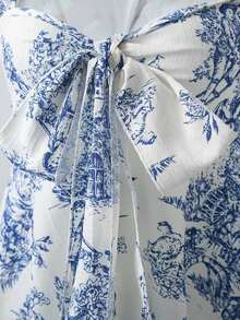 Nuevo top de verano con estampado texturizado, volante en el bajo, lazo decorativo, adecuado para vacaciones, Día de San Valentín, uso diario.Top de lunares para mujer, últimas de verano, nuevos llegados, top sin mangas con volantes para mujer - Multicolor - Ver 3