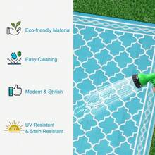 Soonbuy 5x8 Ft Reversible Outdoor Rug, Waterproof Bohemian Geometric Plastic Straw Area Rug, Lightweight Easy-Clean Non-Shedding Pet-Friendly Indoor Outdoor Mat For Patio Deck Backyard Porch RV Camping Beach - A - View 4