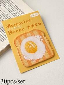 30pcs/Set Memo Pad Cute Cartoon Simulation Toast Bread Students Tearable Paper Sticky Note Pad Lovely Stationery Supplies Kawai - Multicolor - View 8