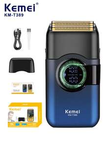 Kemei 1pc KM-T389 Men's Electric Shaver, Portable Reciprocating Shaver, Type-C Fast Charging Long-Lasting Shaver With LED Display, Upgraded Beard Trimmer, Gift For Father/Boyfriend - Multicolor - View 13