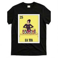 Camiseta Aunt La Tia - Estampado Gráfico Divertido con Temática Mexicana, 100% Algodón de 180G, Camiseta Unisex de Cuello Redondo y Manga Corta para Hombres y Mujeres, Ligera y Transpirable, Perfecta para Salidas Casuales, Camiseta para Uso Diario |   Camiseta con Diseño Divertido |   Camiseta de algodón casual diaria lavable a máquina - Negro - Ver 11