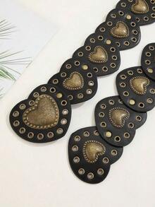 1 Piece Bohemian Vintage Style Dress Belt With Heart Patch And Decorative Rivets, Suitable For Women's Daily Wear And Parties On Halloween, Valentine's Day, Summer, School, Autumn - 2 - 查看 8
