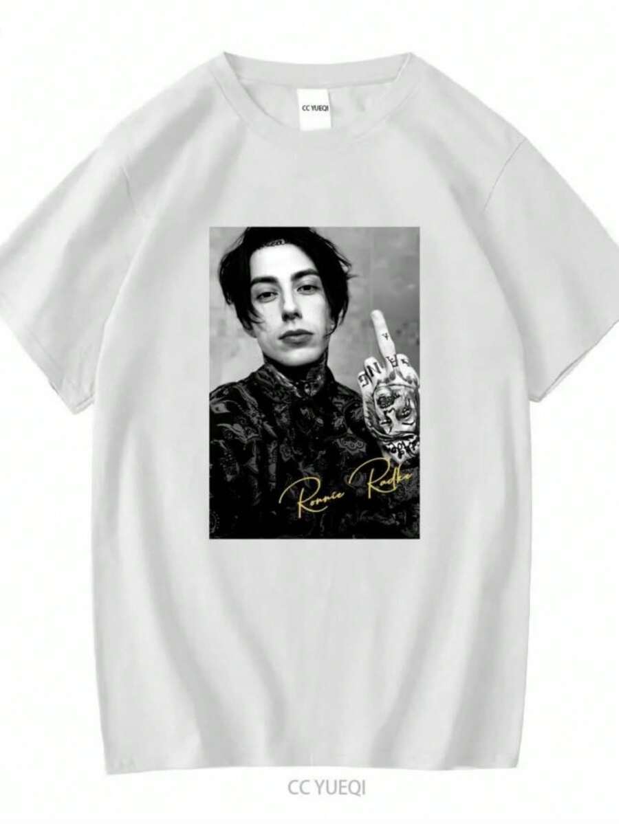 Blouses For Women Ronnie Radke Poster Signed Black T Shirt Short Sleeve All Sizes 1PT1851 Long Or Sleeves Vintage Washed Graphic Stylish - 白色 - 查看 1