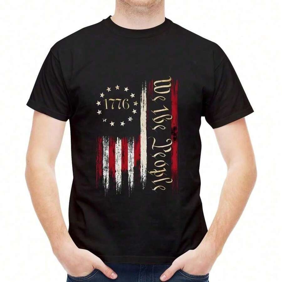 Funny Graphic T-Shirts For Men, Short Sleeve, Cool Design, 72X5 R7FP - Black - View 1