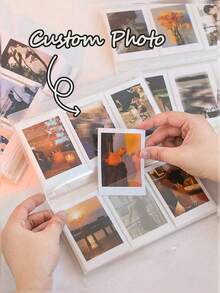 Personalized Large Capacity Photo Album With Photo Slots, Durable And Portable Keepsake Album, Suitable For Postcards And Movie Tickets, Perfect Travel Album, Transparent Plastic Rectangular, Personalized Gift, Suitable For Wedding Planning, Holiday Use, Celebrity Cards, Business Card Collection (Photo Size Random) - Multicolor - View 1