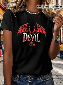 ¡Oferta por tiempo limitado, unidades limitadas,  relámpago! Camisas casuales para mujer, camisetas de poliéster para mujer, camisas elegantes.Camiseta de mujer de poliéster con estampado hip-hop, manga corta, suave y agradable para la piel. - Negro - Ver 2