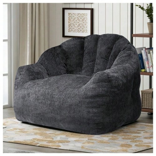 Round Ergonomic Pouf That Conforms To The Contours Of The Body For Optimal Relaxation And Comfort At Home. - 黑色 - 查看 1
