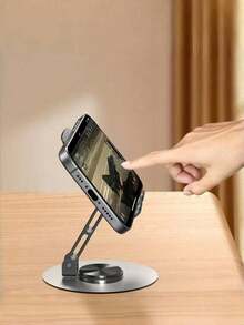 1pc 360° Rotating Metal Mini Phone Holder, Foldable Desktop Phone Stand, Suitable For All Smartphones, Ideal Office Accessory, Compatible With IPhone & Android, Great Gift For Birthday, Family, Friends - Multicolor - View 5