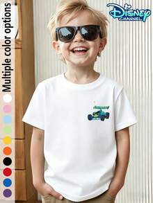 Toy Story Woody Round Head And RC Car Print Kids T-Shirt | Unisex Casual Short-Sleeve Disney Toy Story Character IP Woody Round Head With RC Remote Control Car Retro Print Summer Kids Top Everyday Wear Student Wear Cute Woody And RC Character Print Toy Story Theme T-Shirt Kid-Friendly Design Must-Have For Outings Cartoon Character Top School Style Popular Animation Character Merchandise Soft And Comfortable Fabric Everyday School Wear Fan Collector's Item - trắng - Xem 2