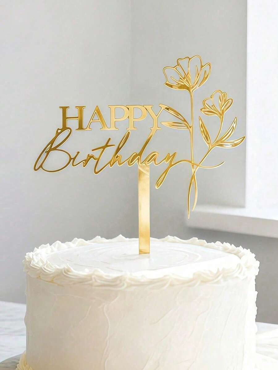 1个/3个/5个装蛋糕装饰插牌,生日蛋糕装饰,甜品桌装饰用品,现代文字花卉蛋糕装饰,生日派对蛋糕装饰礼品,插电式蛋糕装饰,烘焙用品,烘焙装饰,蛋糕用品,厨房家具必备品,节日礼品 - 多色 - 查看 1