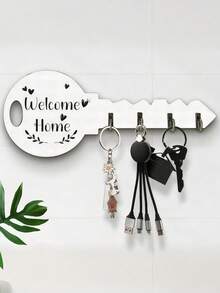 Halloween Boho Style Wooden Key Holder Wall Mount Hooks Space Saving Entryway Key Organizer Easy To Install Suitable For Home Office Living Room Kitchen Decor Rustic Vintage Design Storage Solution Functional Decorative Accessory Perfect Gift Idea - Multicolor - View 4