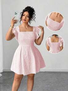 Vestido elegante con volantes en el bajo en color amarillo claro - Rosa - Ver 8