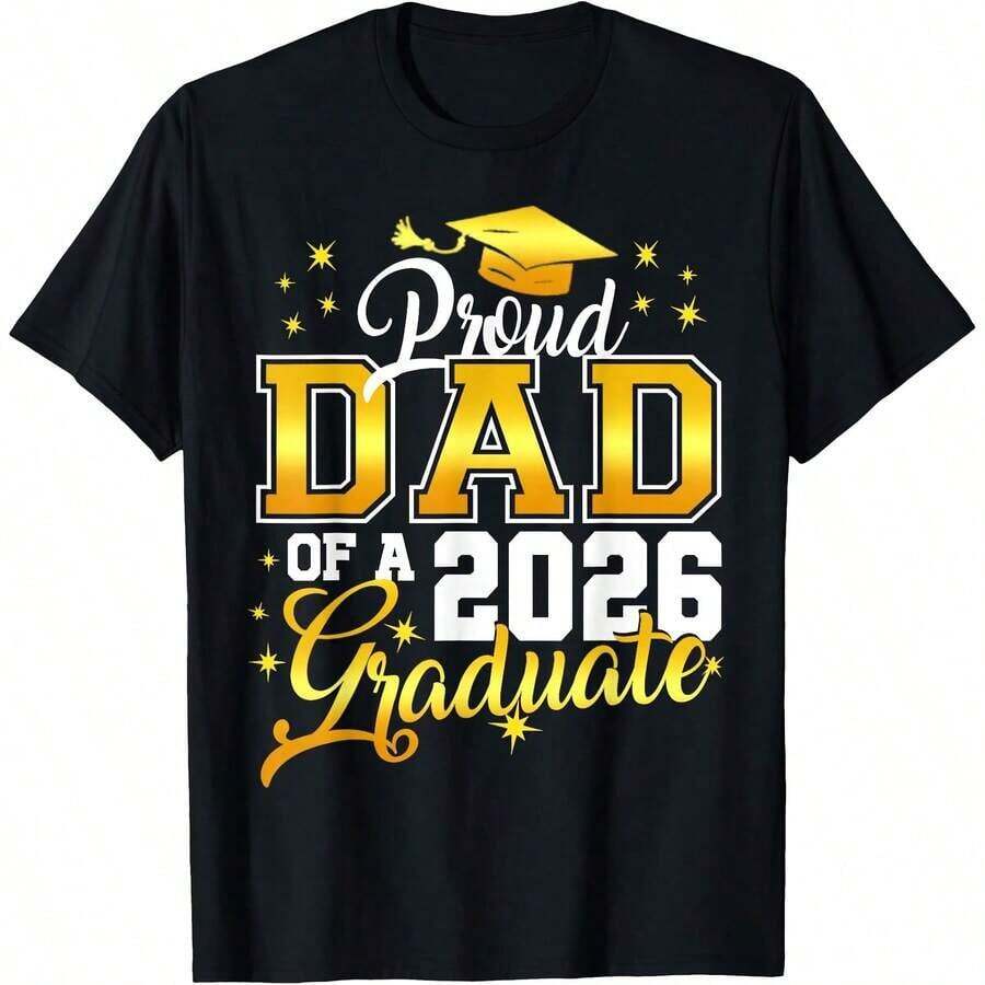 Cute Unisex Premium Casual T-Shirts, "Super Proud Aunt Of 2026" Graduation Family T-Shirt, Comfortable Loungewear, Everyday Fashion, Party T-Shirt, Unisex Style, Gift T-Shirt, Sizes S - XXXXL, Black - 黑色 3 - 查看 1