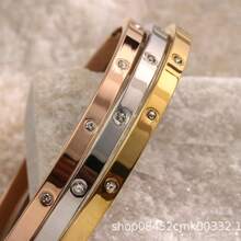 Gelang Wanita Minimalis Stainless Steel Bertabur Rhinestone, Tidak Luntur, Serbaguna untuk Pemakaian Sehari-hari - Sepuluh Berlian 4mm - View 3