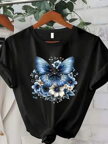 Camiseta Casual de Manga Corta para Mujer de Primavera y Veranoblusas para mujer>ropa - Negro - Ver 7