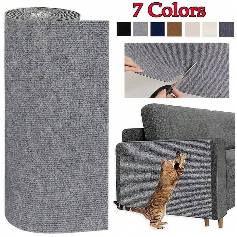 1pc Trimmable Cat Scratching Mat, 200x40cm Self-Adhesive Cat Scratch Wall Protector, Anti-Scratch Wear-Resistant Non-Shedding, Ideal Cat Toy And Scratching Post