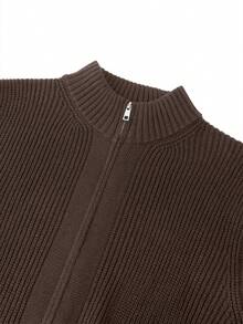 Suéter de punto tipo cárdigan para hombre con diseño de doble cremallera, moda otoño/invierno - Marrón - Ver 6