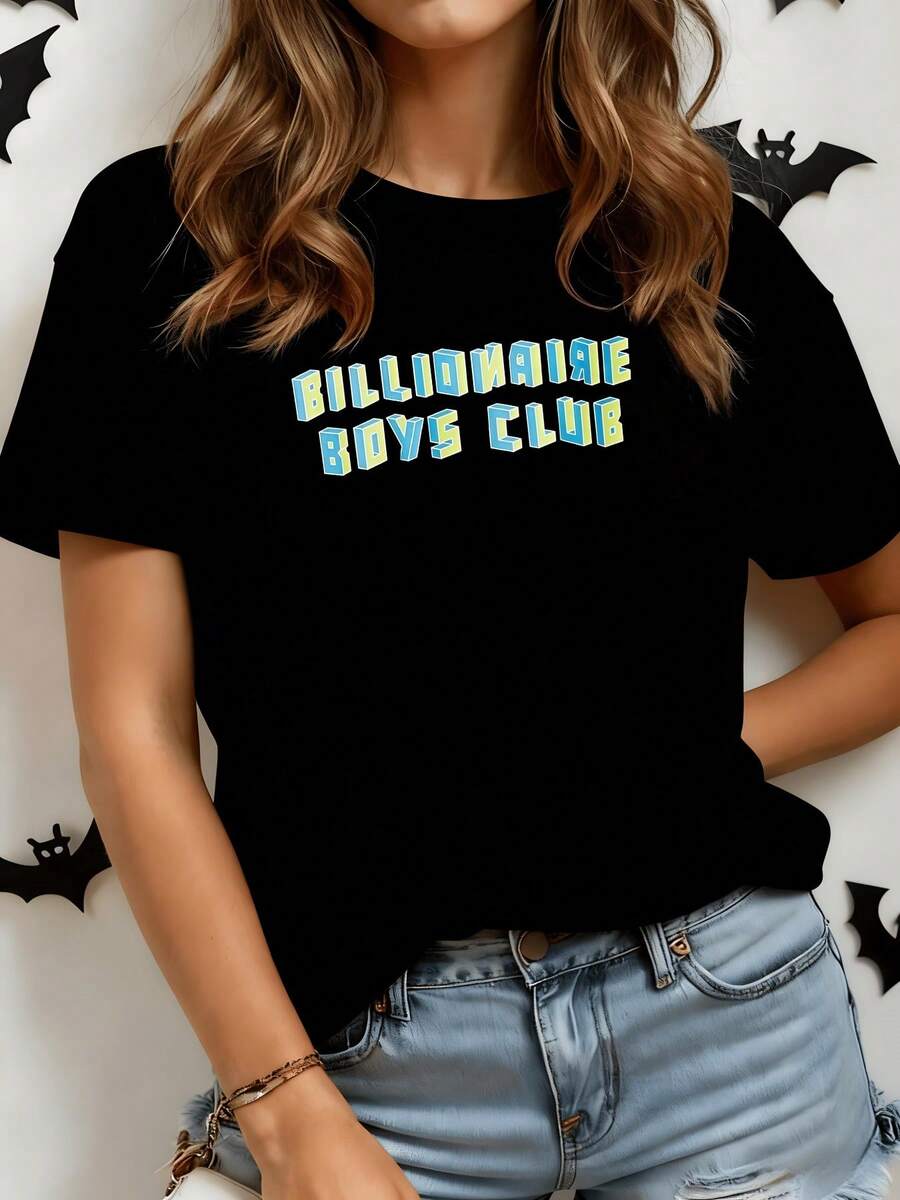 Colorful Typography With Three-Dimensional Letters That Evoke Youthful Energy, Optimism, And Group Spirit, Inspiring Confidence And Freshness. Comfortable Casual Women's T-Shirt For Everyday Wear. - 黑色 - 查看 1