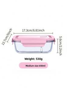 2 piezas Caja Bento de Vidrio con Tapa Rosa, Caja Bento Dividida de Gran Capacidad 410/680ml, Contenedor de Almacenamiento de Alimentos de Vidrio, Diseño Apilable con Cierre para Almacenamiento en Refrigerador y Cocina, Caja de Almacenamiento de Alimentos Vegetales para Microondas, Suministros para Regreso a Clases y el Hogar - Rosa Pálido - Ver 7