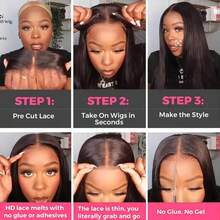 20 Inch 13*4 Brazilian Blend Hair Wig, 200% Density Natural Black Straight Hair, HD Transparent Lace Front Hairline Wig With Baby Hair, Pre-Plucked Hairline, Glue-Free Blend Hair, Easy To Wear, Suitable For Daily Wear, Natural Hairline, Soft, Halloween - Natural & Black - View 8