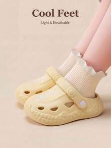1 Pair Kids' Summer Soft Bottom Cartoon Cute Breathable Sandals, Suitable For Home & Outdoor Activities - Kuning - View 3