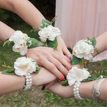 10 件装珍珠胸花手链，弹力腕带，适用于婚礼、舞会、DIY 胸花，新娘送礼会派对配饰，弹力腕带，可用于手部插花，婚礼、新娘、准新娘、派对用品、单身派对、新娘送礼会、生日快乐等场合。 - 手鍊 - 查看 4
