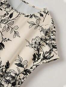 Blusa de mujer de cuello redondo con estampado floral casual, adecuada para el verano y eventos casuales - Multicolor - Ver 3