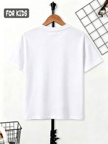 Tween JUNGEN Sommer Edition: Rundhals Weiß Kurzarm T-Shirt für junge Jungs, Preppy Stil bequem und lässig Sportbekleidung, Fußball Design, ideal für den täglichen Gebrauch und Spiel, atmungsaktiv und weicher Stoff, perfekt für Frühling/Sommer, Oversize unisex Passform, vielseitig für alle Anlässe - Weiss - Übersicht 2