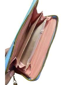 New Arrival Women's Long Zipper Wallet, Multi-Functional Versatile Leather Clutch Purse With Large Capacity Phone Compartment - Pastel - View 4