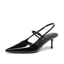 Mary Jane Shoes Women Kitten Slingback Pointed Closed Toe Heels Dress Party Casual Comfortable Pumps Shoes - 黑色 - 查看 4