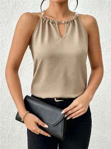 Blusa de estilo empresarial casual y digno de estilo vintage 2 en 1 para el regreso a clases - Albaricoque - Ver 4
