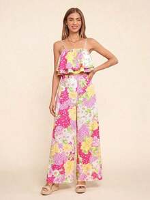 Top de tirantes de lunares & Pantalones de pierna ancha - Rosa - Ver 9