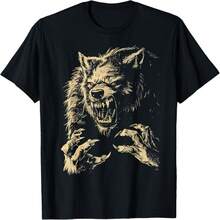 Werewolf Wolf Howling at Full Moon T-Shirt - Negro - Ver 1