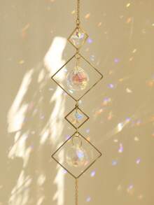 1pc Geometric Crystal Suncatcher Hanging Prism Window Decor, Wall Hanging Home Decoration For Bedroom Living Room Balcony Garden Porch Apartment Room, Bohemian Aesthetic Gift, Seasonal Sunlight Sparkling Accent Art - Multicolor - View 5