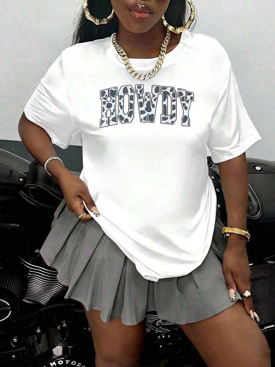 Women's Cool Summer T-Shirt, Casual Graphic Print, Short Sleeve Crew Neck T-Shirt, Machine Washable, Fashionable Women's Shirt For Daily Wear, Comfortable Fabric. - 白色 - 查看 1