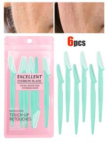 40/30/20/12/6/1pc Eyebrow Grooming Tool Kit, Includes Eyebrow Trimmer, Long Handle Eyebrow Trimmer, Beauty Tools For Eyebrow Shaping, Hair Removal, Exfoliation, And Facial Razor Blades With Protective Cover. Stainless Steel Blades For Precise Hair Removal And Smooth Skin. - Mint Green - View 9